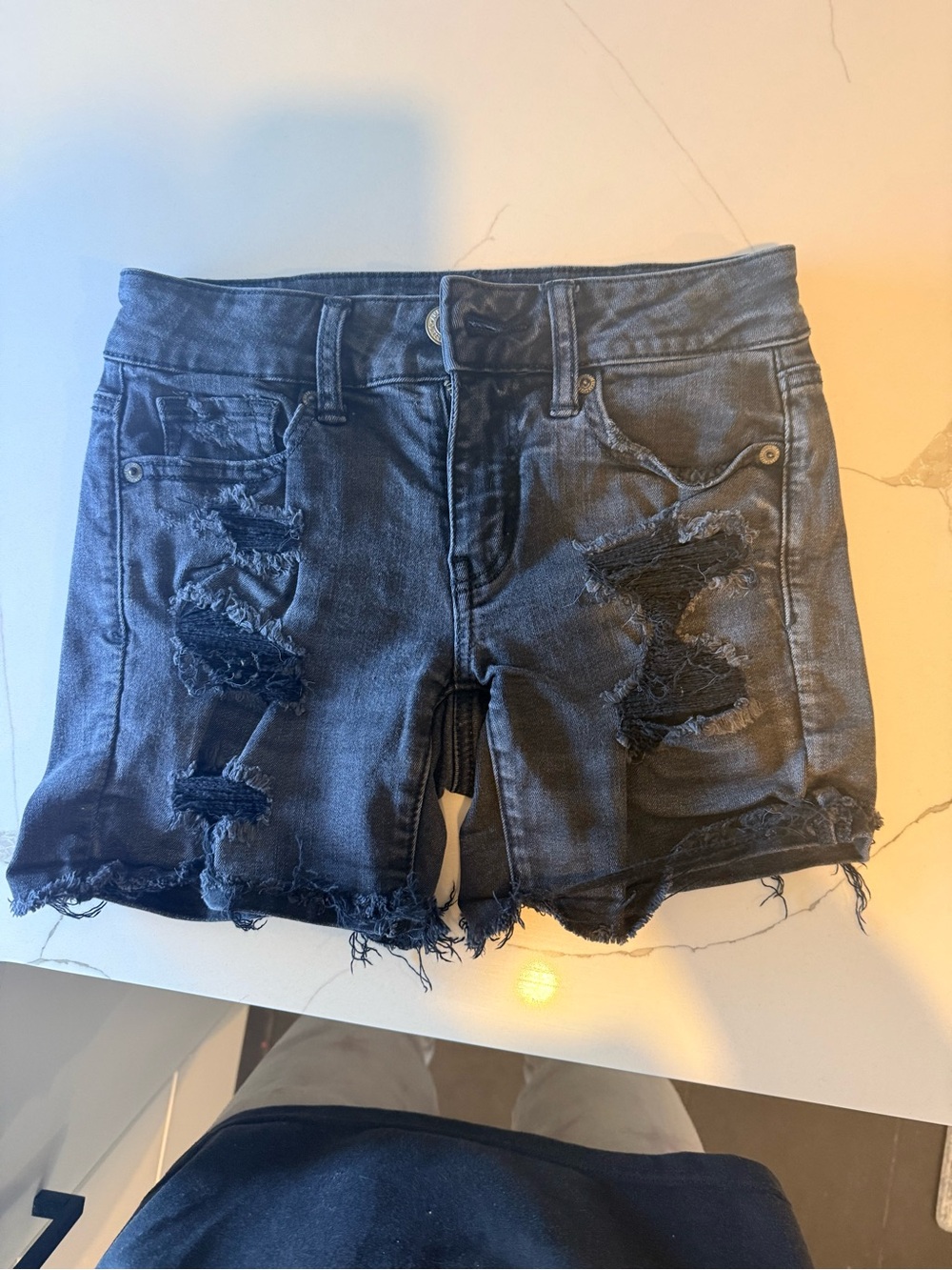 American Eagle Outfitters Black Distressed Jean Shorts